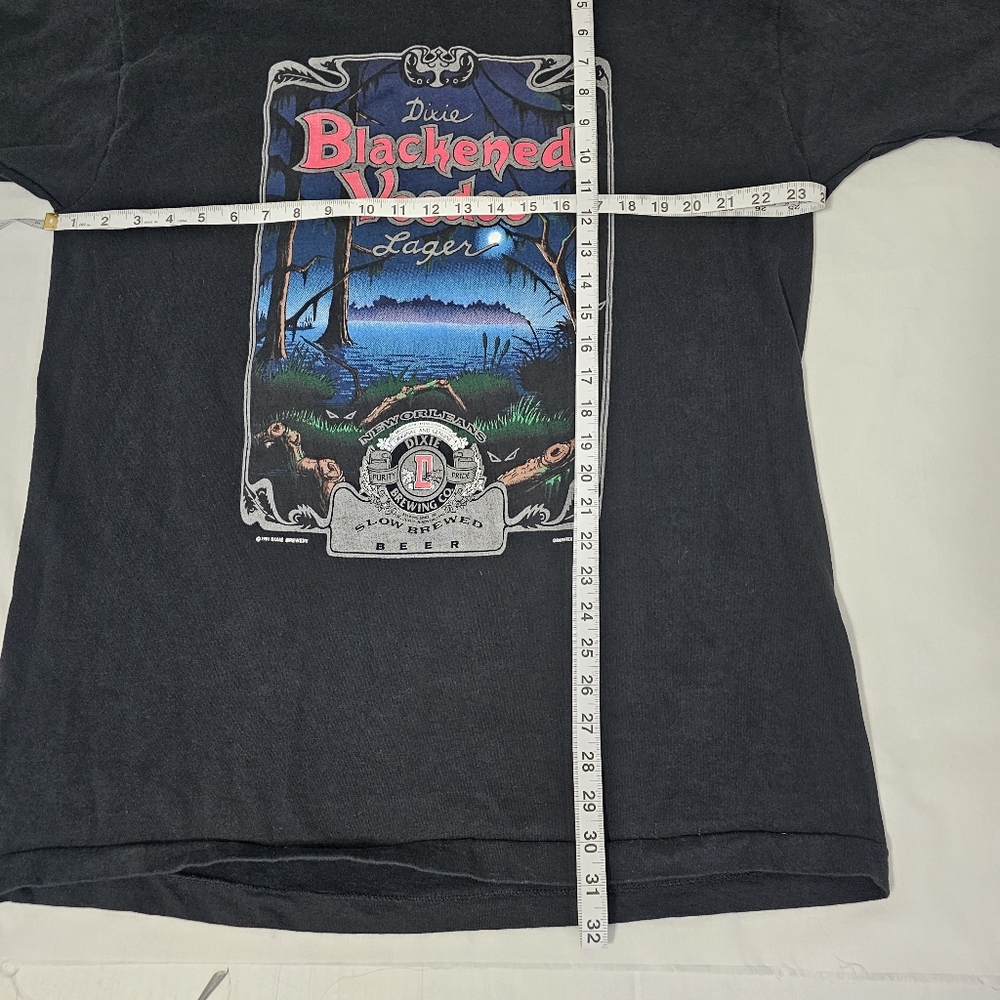 Vintage 1991 Dixie Blackened Voodoo Lager T-Shirt XL Made in USA Single Stitch - Picture 5 of 7